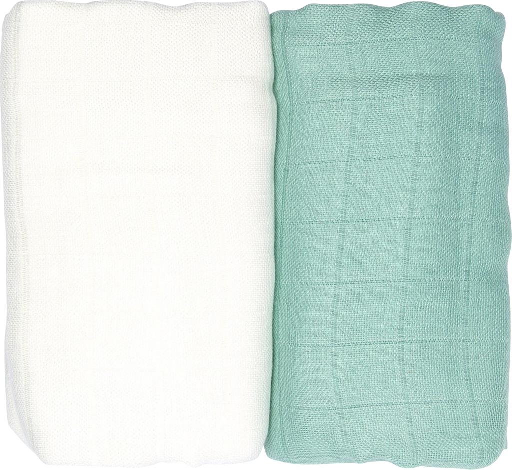 Bild på LES ENFANTS Muslinfilt 100% bambufiber vit/turkos, 2 st