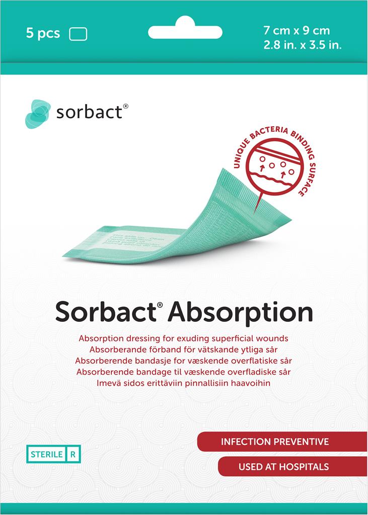 Bild på Sorbact Absorption förband 7 x 9 cm, 5 st