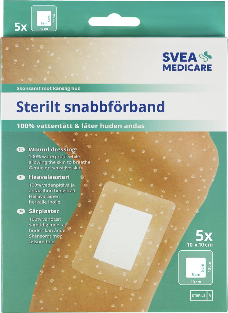 Bild på Svea Medicare Snabbförband vattentätt 10 cm x 10 cm, 5 st