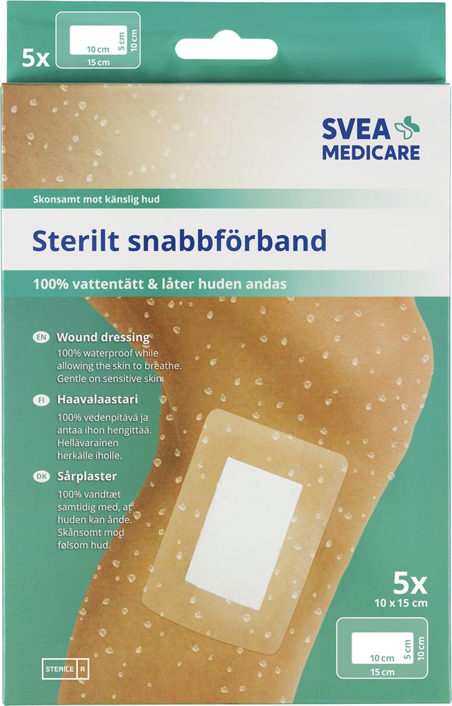 Bild på Svea Medicare Snabbförband vattentätt 10 cm x 15 cm, 5 st