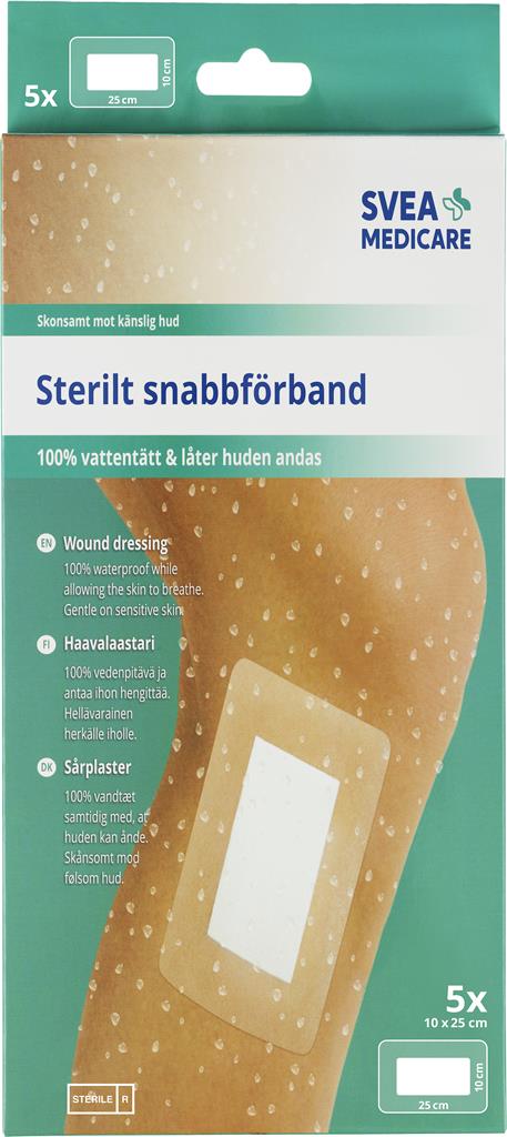 Bild på Svea Medicare Snabbförband vattentätt 10 x 25 cm, 5 st
