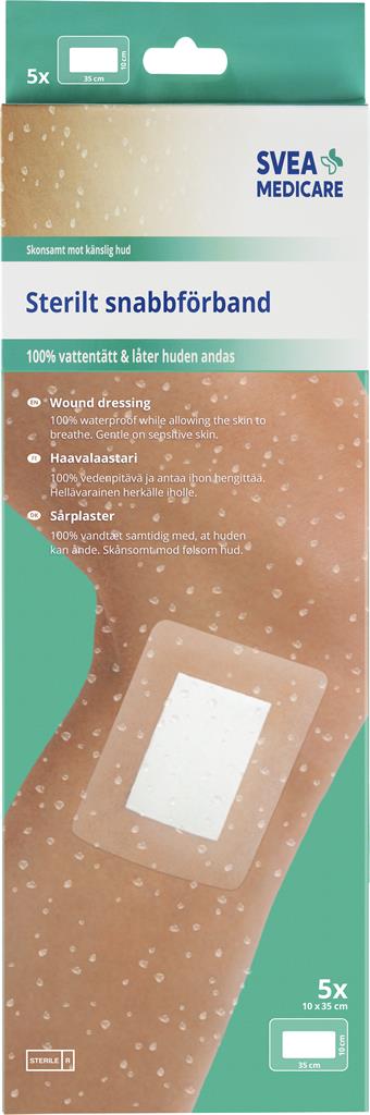 Bild på Svea Medicare Snabbförband vattentätt 10 cm x 35 cm, 5 st