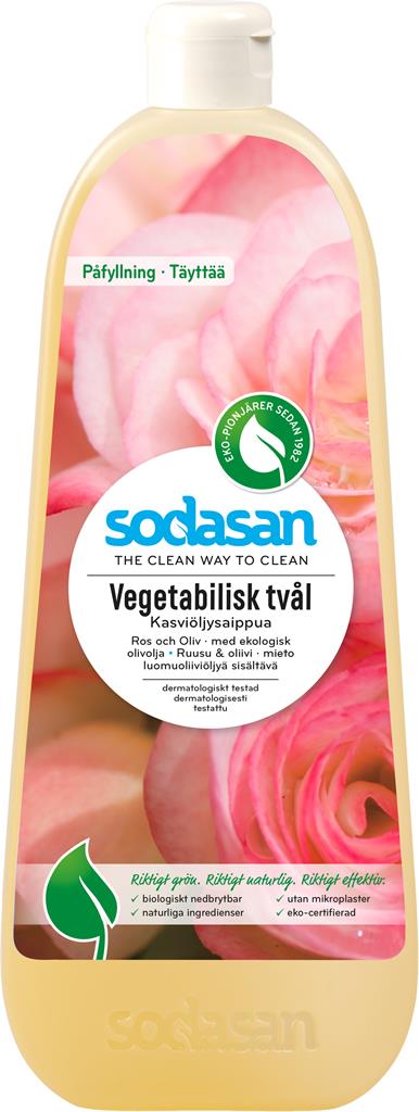 Bild på Sodasan Vegetabilisk Tvål Ros, 1000 ml