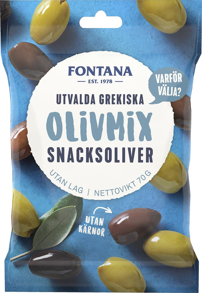 Bild på Fontana Snacksoliver Olivmix Naturella, 70 g