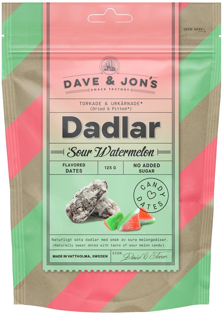 Bild på DAVE & JONS Dadlar Sour/Watermelon, 125 g