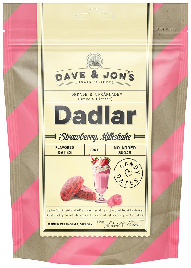 Bild på DAVE & JONS Dadlar Strawberry Milkshake, 125 g