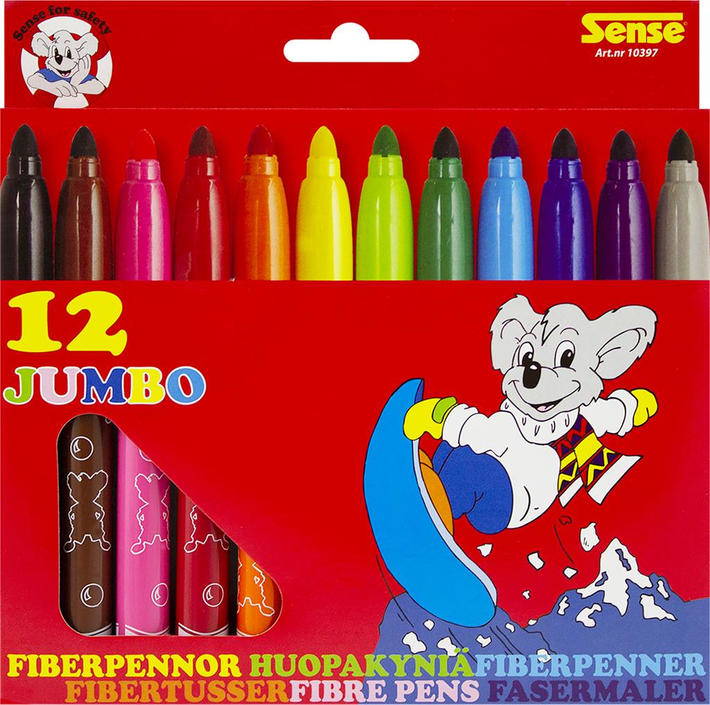 Bild på Sense fiberpennor Jumbo, 12 st