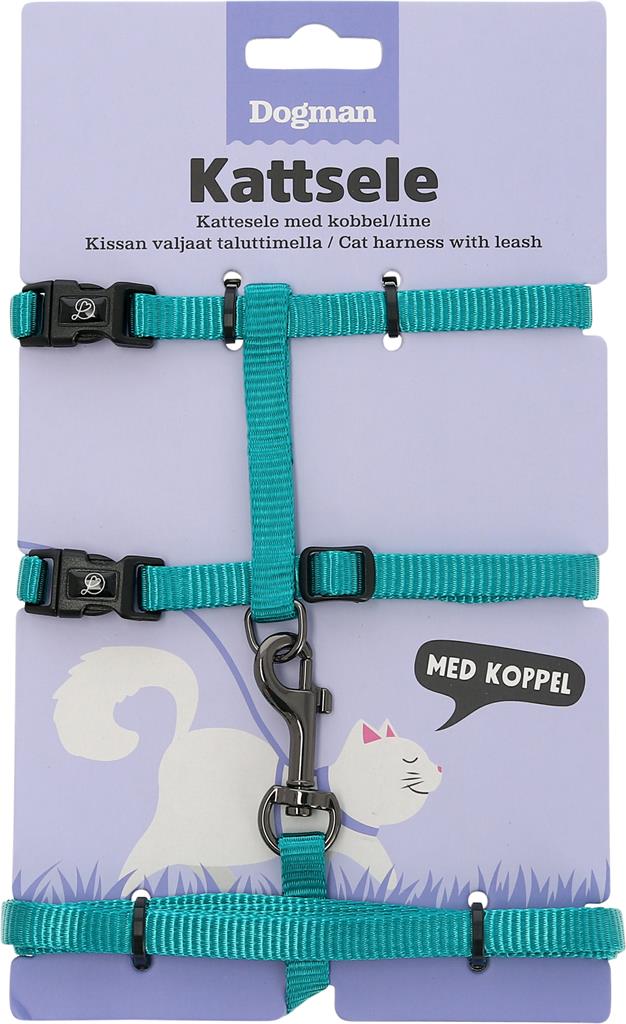 Bild på Dogman Kattsele-set findus Turkos, 1 st