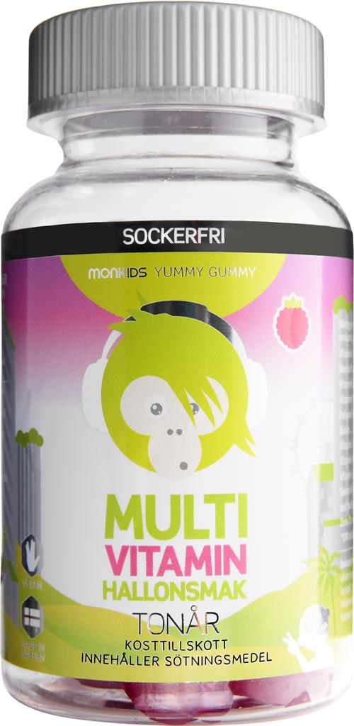 Bild på Monkids Multivitamin Tonår Hallon, 60 st
