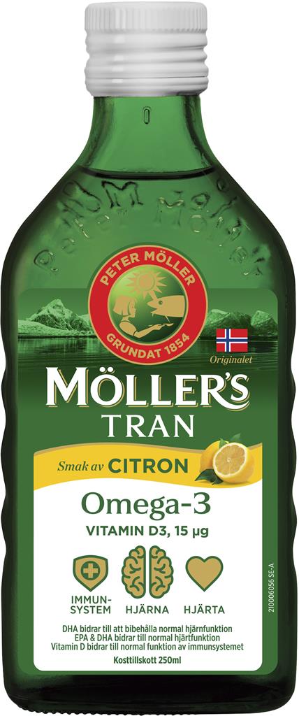 Bild på Möllers Tran Omega-3 +D3 Citron, 250 ml