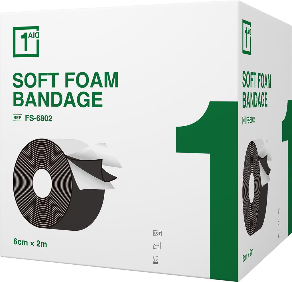 Bild på One-Aid Soft Foam Bandage Svart  6 cm x 2 m, 1 st