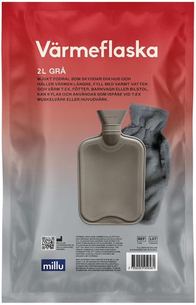 Bild på Millu Värmeflaska & Fleece Grå, 1 st