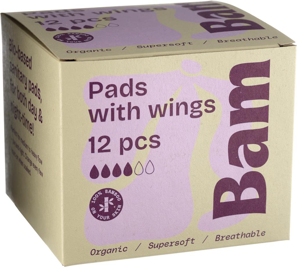 Bild på BAM Organic Bamboo Period Pads, 12 st