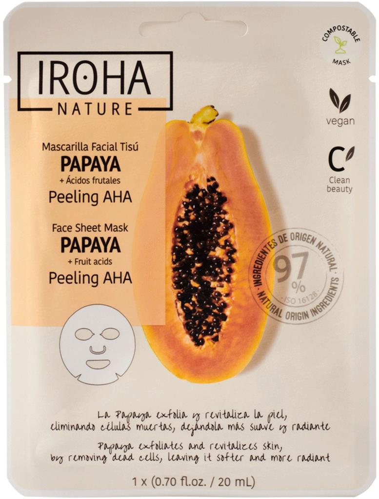 Bild på IROHA Nature AHA Papaya Face Sheet Mask, 20 ml