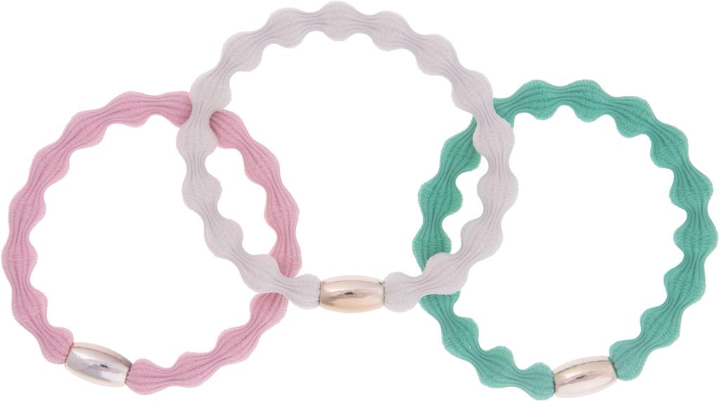 Bild på Dazzling Hårsnoddar beige rosa grön, 3 st