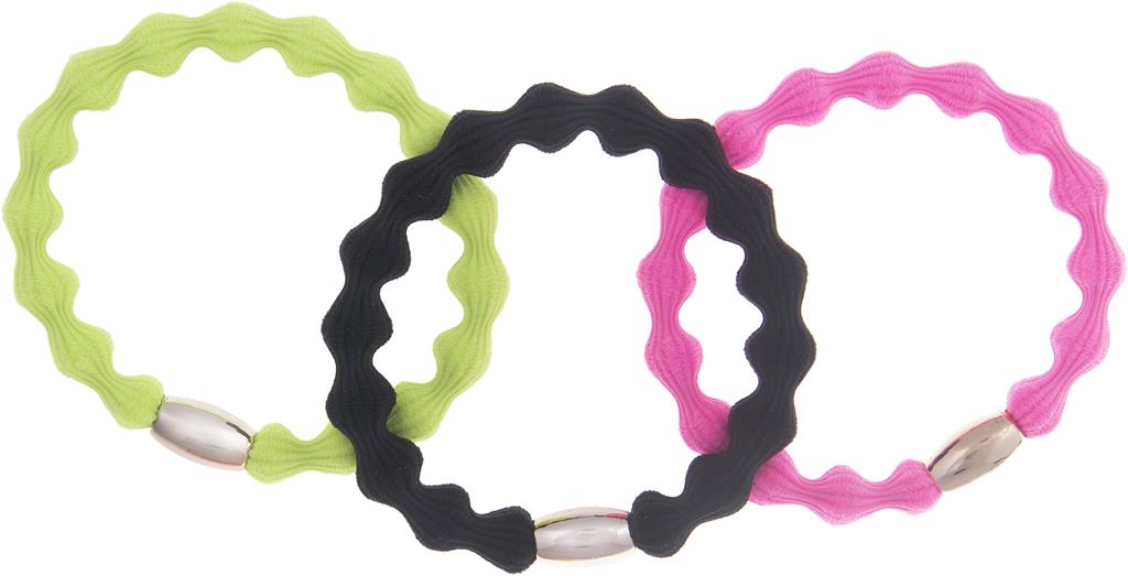 Bild på Dazzling Hårsnoddar svart gul rosa, 3 st