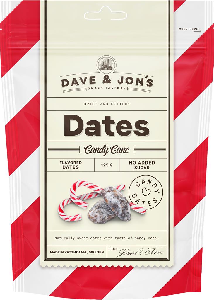 Bild på DAVE & JONS Dadlar Polkagris, 125 g