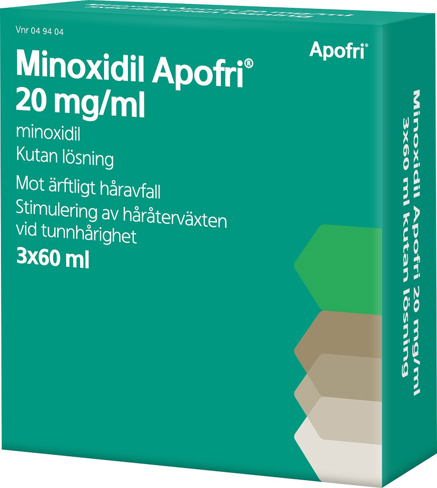 Bild på Minoxidil Apofri, kutan lösning 20 mg/ml, 3 X 60 ml