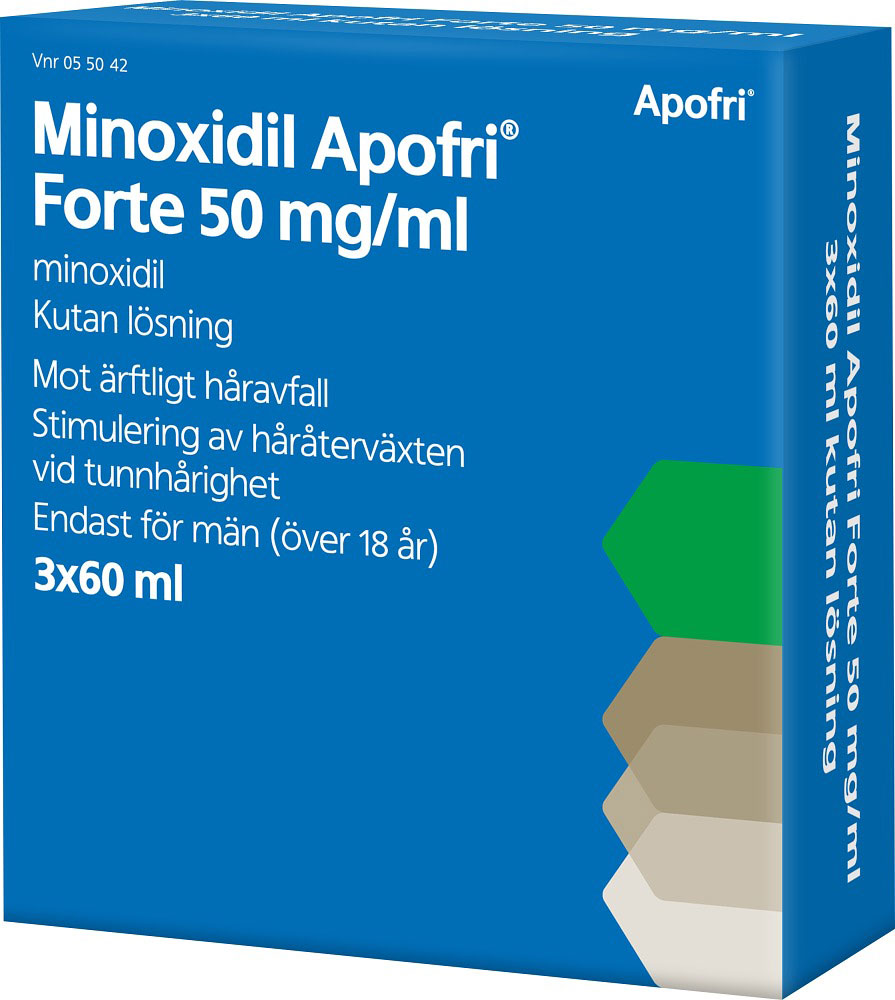 Bild på Minoxidil Apofri Forte, kutan lösning 50 mg/ml, 3 X 60 ml