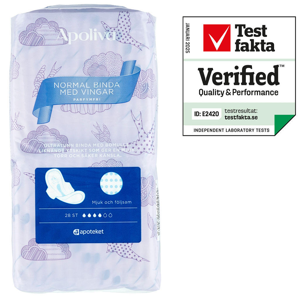 Bild på Apoliva Normal binda med vingar, 28 st