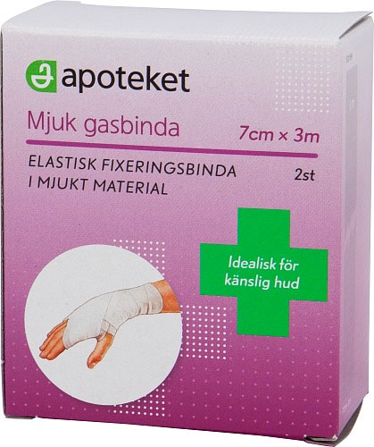 Bild på Apoteket Elastisk Gasbinda 3 m x 7 cm, 2 st