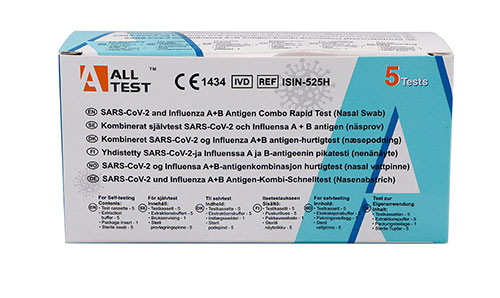 AllTest Kombi självtest SARS-CoV-2 och Influensa A + B antigen (näsprov), 5 st
