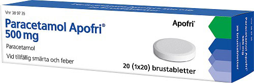 Paracetamol Apofri, brustablett 500 mg, 20 st