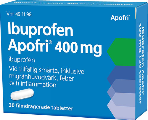 Ibuprofen Apofri, filmdragerad tablett 400 mg, 30 st