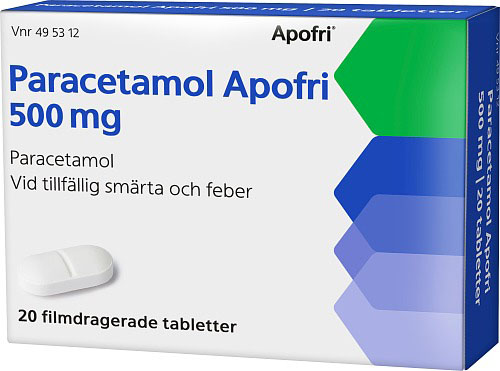 Bild på Paracetamol Apofri, filmdragerad tablett 500 mg, 20 st