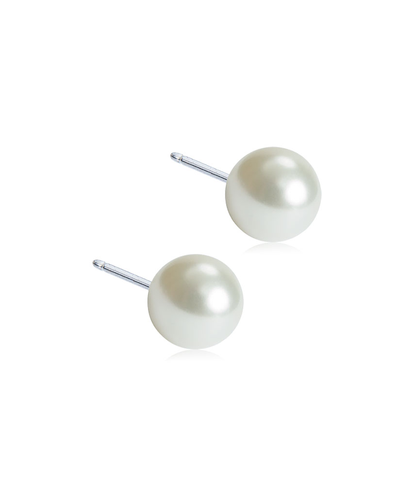 Bild på Blomdahl Pearl 6mm White Örhängen Medicinsk titan, 1 par