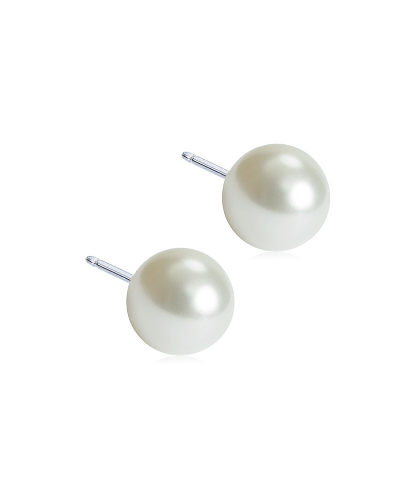 Bild på Blomdahl Pearl 8mm White Örhängen Medicinsk titan, 1 par