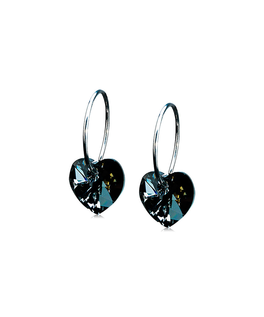 Bild på Blomdahl Ring 14mm Heart 10mm Black Diamond Örhängen Medicinsk titan, 1 par