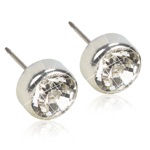 Bild på Blomdahl Bezel 6mm Crystal Örhängen Silverfärgad Medicinsk titan, 1 par