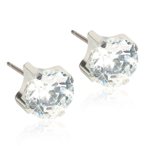 Bild på Blomdahl Tiffany 7mm CZ White Örhängen Silverfärgad Medicinsk titan, 1 par