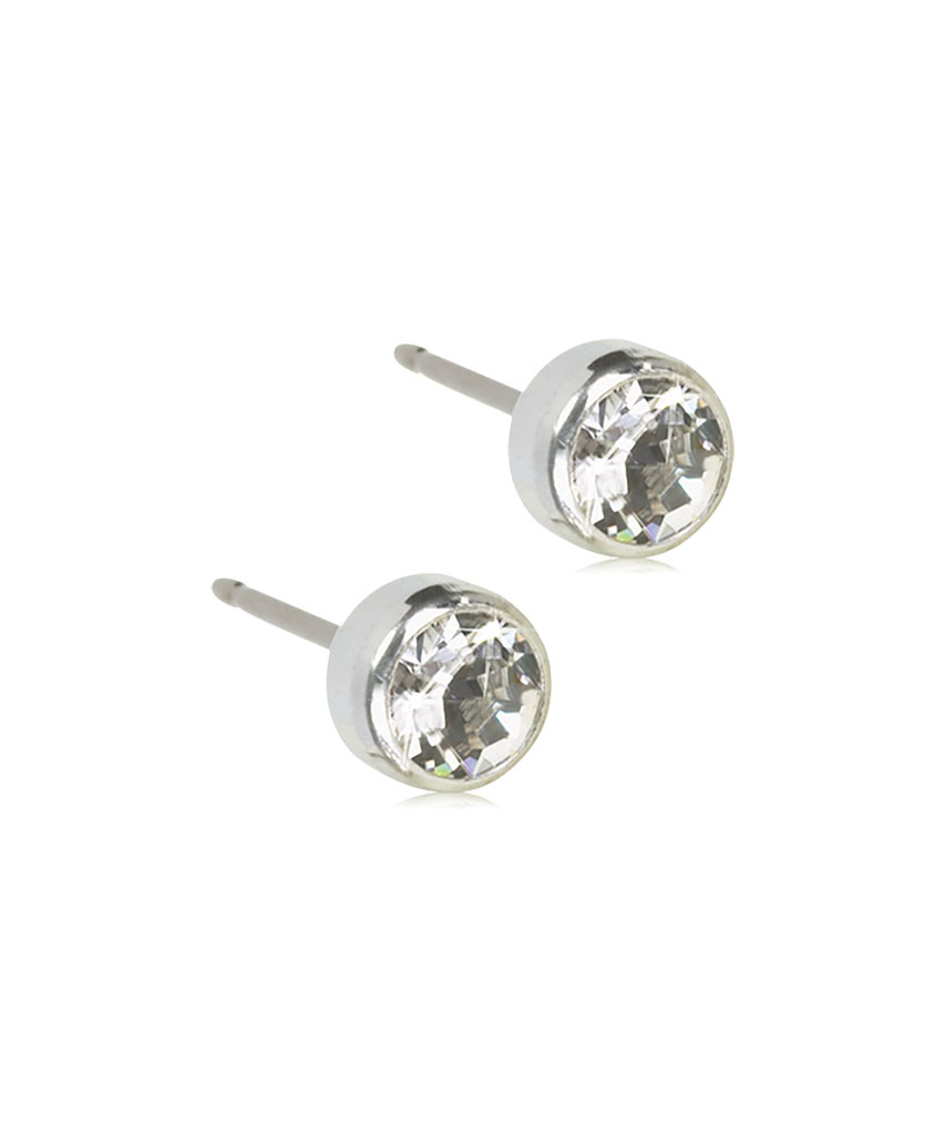 Bild på Blomdahl Bezel 5mm Crystal Örhängen Silverfärgad Medicinsk titan, 1 par