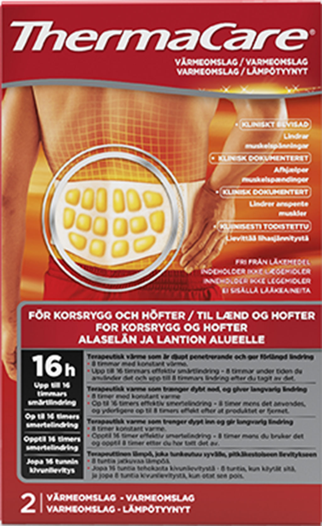 Bild på ThermaCare Värmeomslag Korsrygg & höft, 2 st