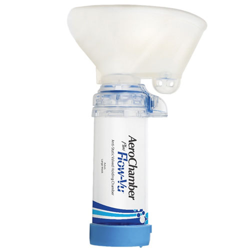 Bild på AeroChamber Plus Flow-Vu andningsbeh. mask, stor 5 år och uppåt (vuxna) (blå), 1 styck