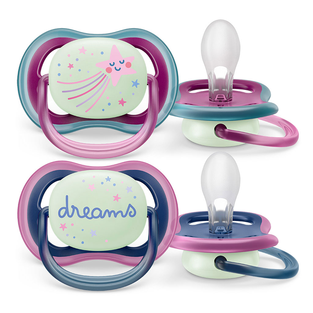 Bild på Philips Avent Ultra Air Nattnapp 6-18 mån Blå/Lila, 2 st