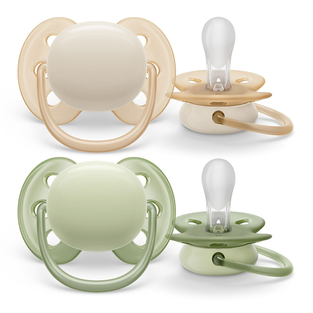 Bild på Philips Avent Ultra Soft Napp 0-6 Månader Grön/Beige, 2 st