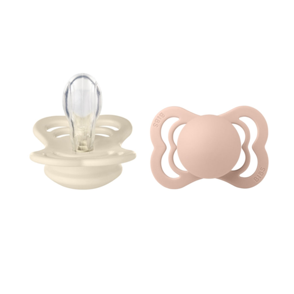 Bild på BIBS Supreme Pacifier Silikon stl1 Ivory/Blush, 2 st