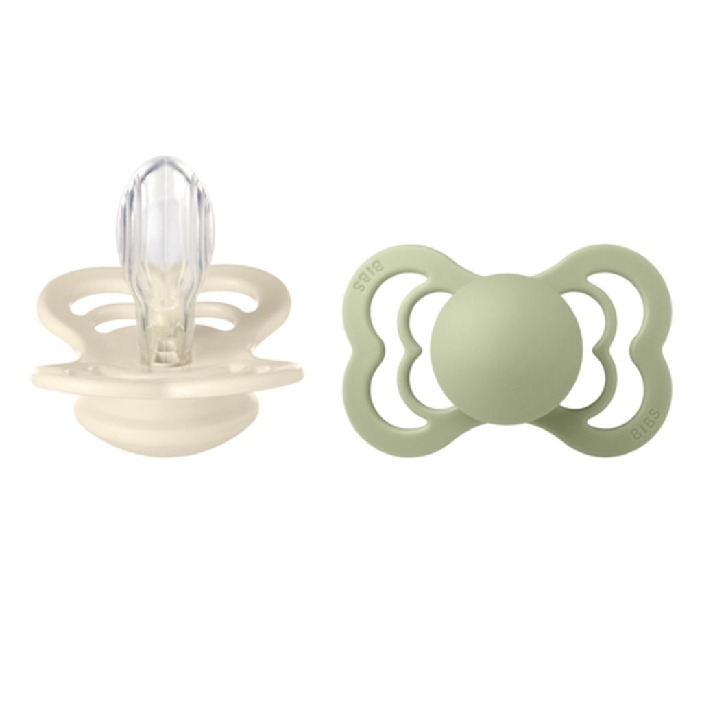 Bild på BIBS Supreme Pacifier Silikon stl2 Ivory/Sage, 2 st
