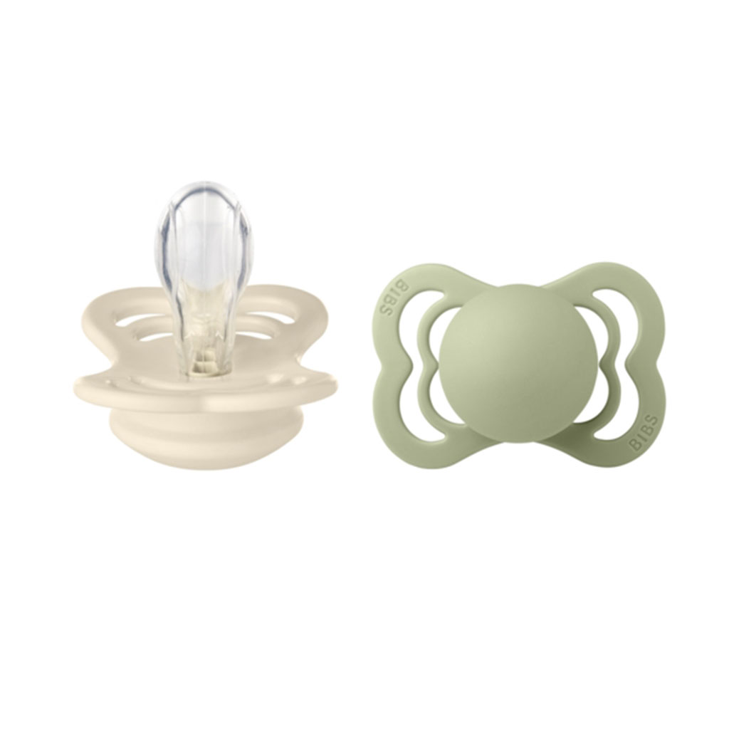Bild på BIBS Supreme Pacifier Silikon stl1 Ivory/Sage, 2 st