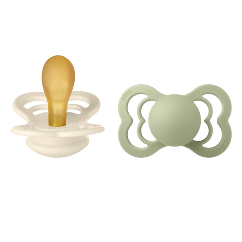 Bild på BIBS Supreme Pacifier Latex stl2 Ivory/Sage, 2 st