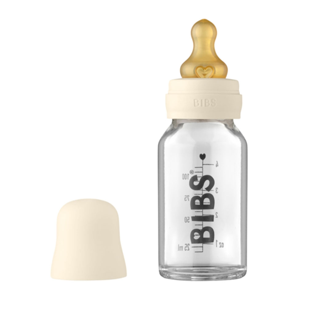 Bild på BIBS Nappflaska Glas Latex 110ml Ivory, 1 st