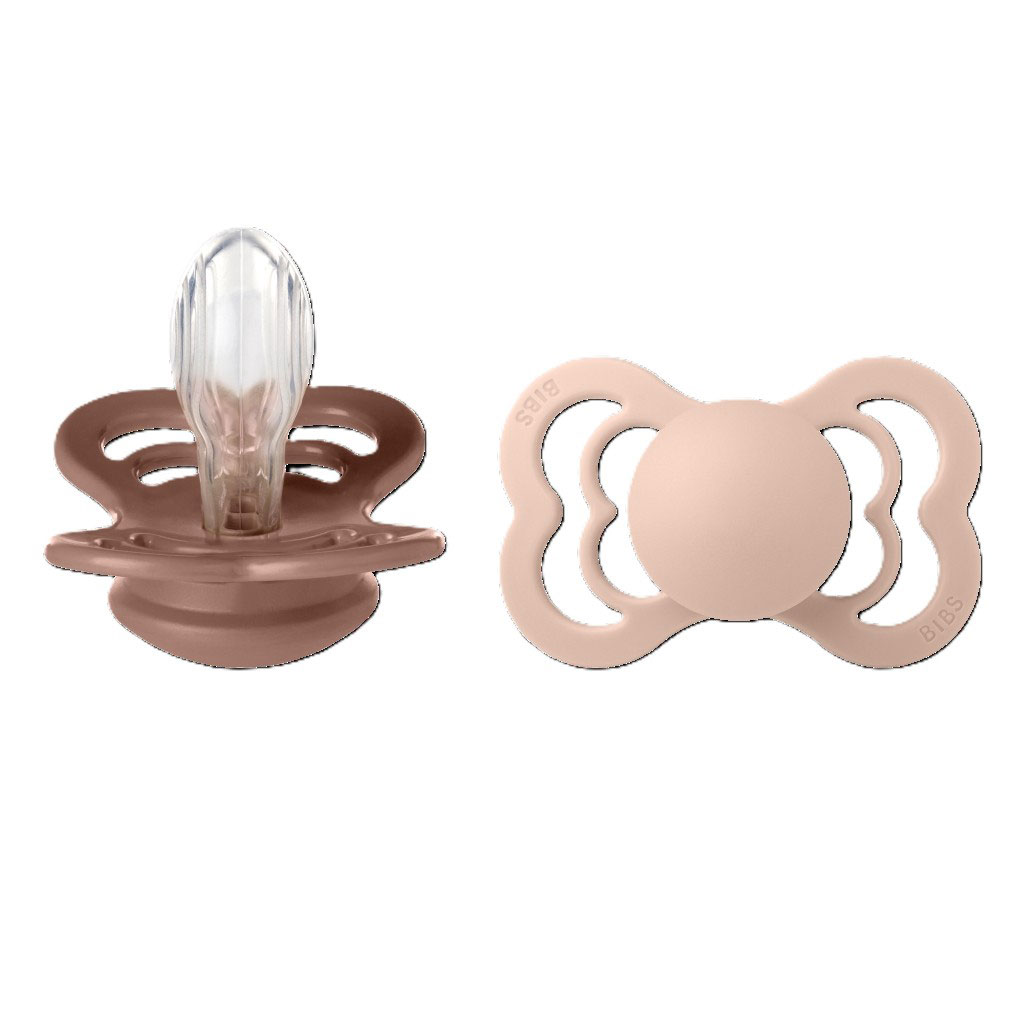 Bild på BIBS Supreme Pacifier Siilikon stl2 Woodchuck/Blush, 2 st