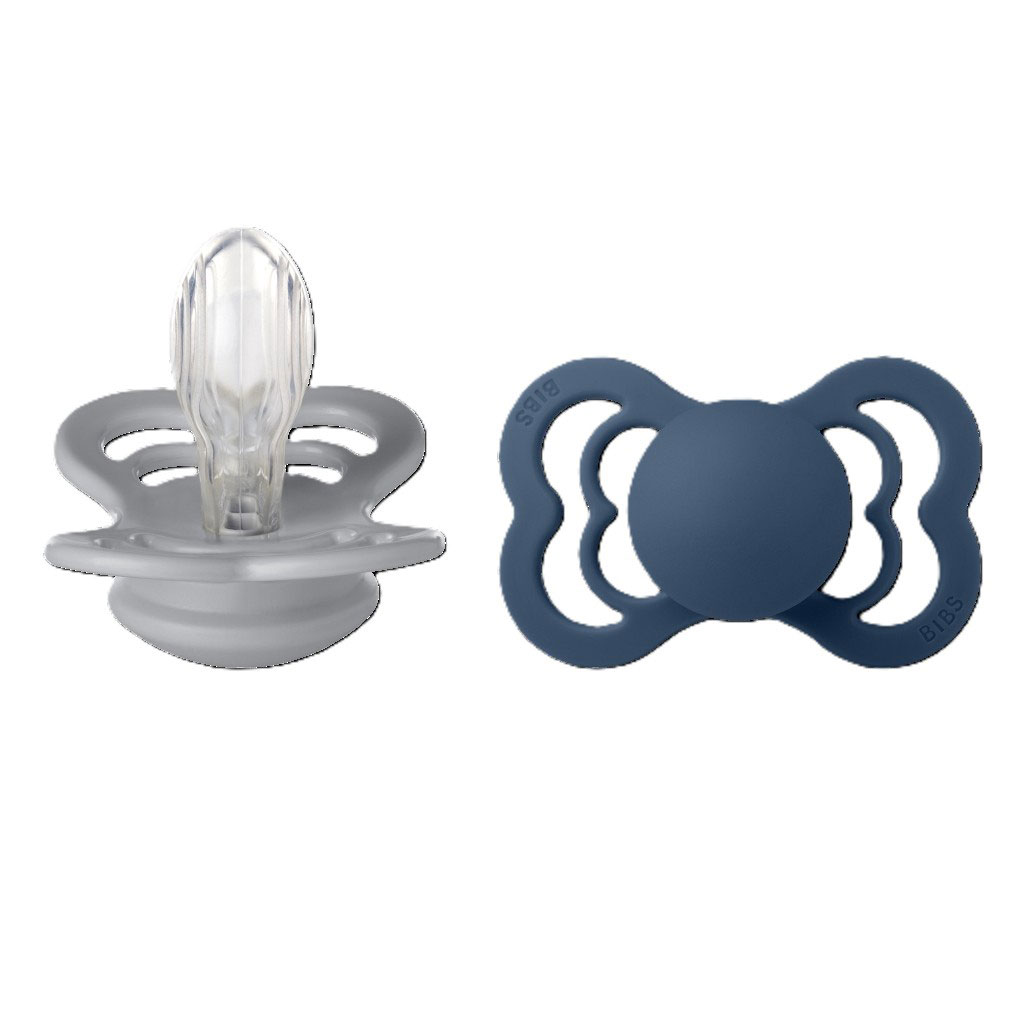 Bild på BIBS Supreme Pacifier Silikon stl2 Cloud/Steel Blue, 2 st