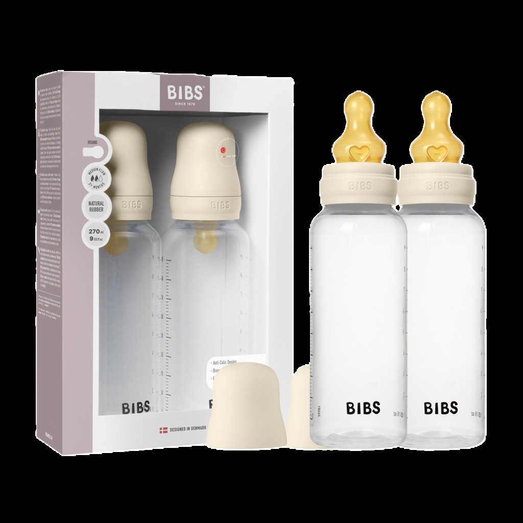 Bild på BIBS Nappflaska PP Latex 270ml Ivory 2p, 2 st