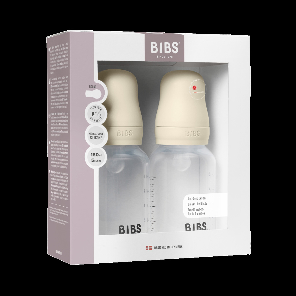 Bild på BIBS Nappflaska PP Silikon 150ml Ivory 2p, 2 st
