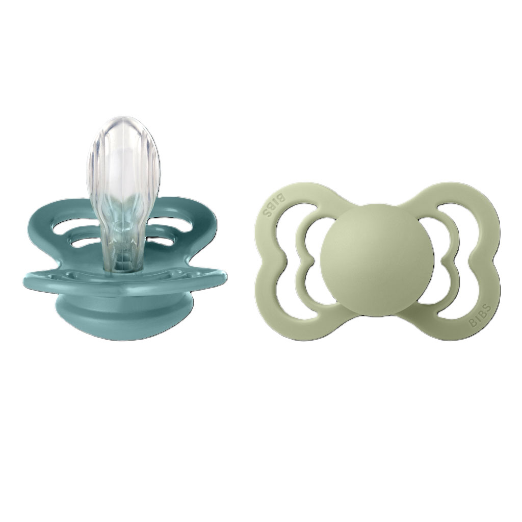 Bild på BIBS Supreme Pacifier Silikon stl2 Sea/Sage, 2 st